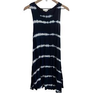 Poetry Navy Blue & White Tie Dye Striped Tank Dress